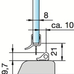 Joint double lèvre bas de porte en verre + profil de seuil profil de seuil
