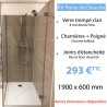 Kit porte de douche en verre trempé 190 x 60 cm