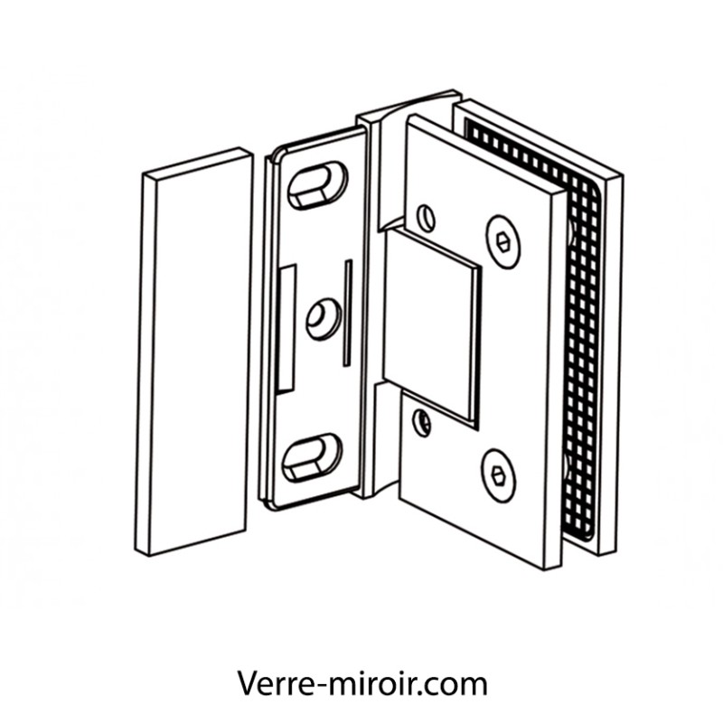Kit porte de douche en verre trempé plan charnières