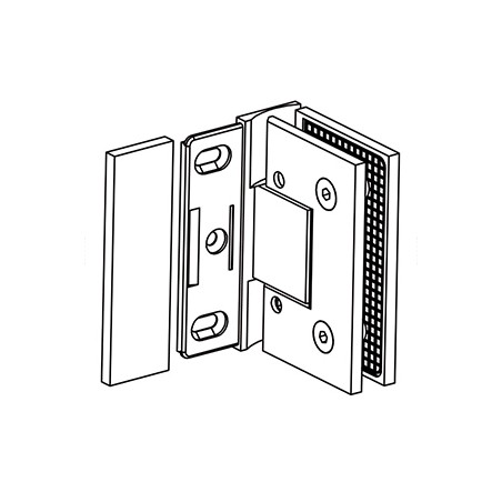 Charnière chromé pour porte en Verre-Mur 90° Réglable