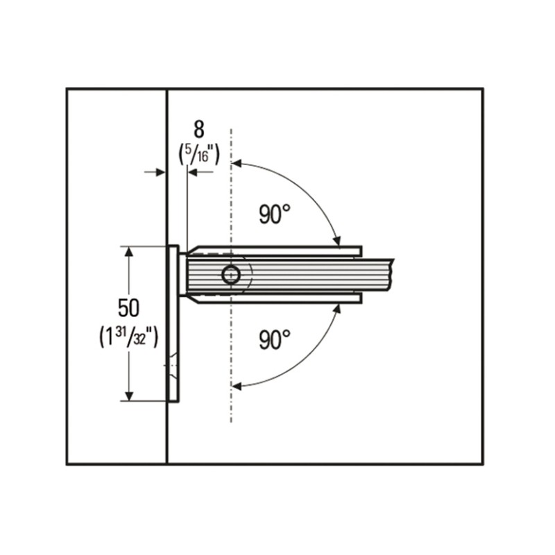 Charnière pour porte en Verre-Mur 90° Réglable