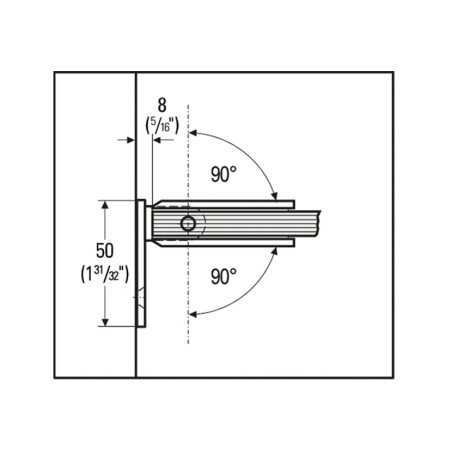 Charnière pour porte en Verre-Mur 90° Réglable