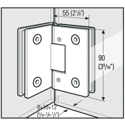 Charnière pour porte en Verre-Verre 90° Réglable 2