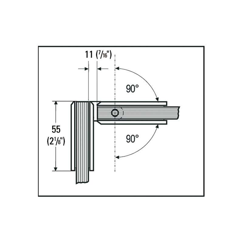 Charnière pour porte en Verre-Verre 90° Réglable