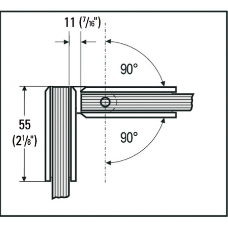 Charnière pour porte en Verre-Verre 90° Réglable