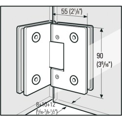 Charnière pour porte en Verre-Verre 90° Réglable 2