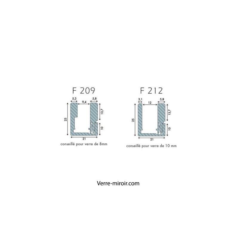 Plan profilé F209 / F212 en U à clip