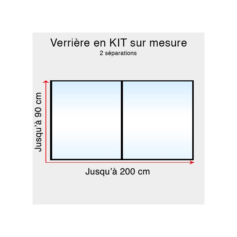 Kit verrière atelier sur mesure jusqu'à H:90cm x 200cm 2 separations