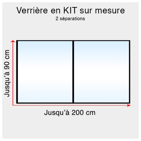 Kit verrière atelier sur mesure jusqu'à H:90cm x 200cm 2 separations