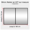 Kit miroir atelier sur mesure jusqu'à H:110cm x 180cm 2 separations