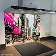 Fond de hotte verre imprimé personnalisé paysage time square New York