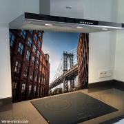 Fond de hotte verre imprimé personnalisé paysage pont de Brooklyn 2