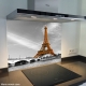 Fond de hotte verre imprimé personnalisé paysage Paris tour Eiffel 2