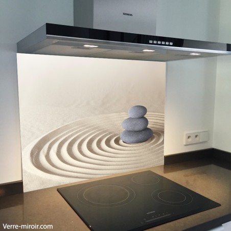 Fond de hotte verre imprimé personnalisé zen 1