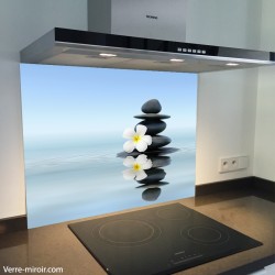 Fond de hotte verre imprimé personnalisé zen 4