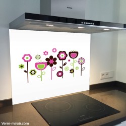 Fond de hotte verre imprimé personnalisé floral1