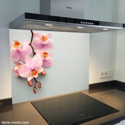 Fond de hotte verre imprimé personnalisé floral 4