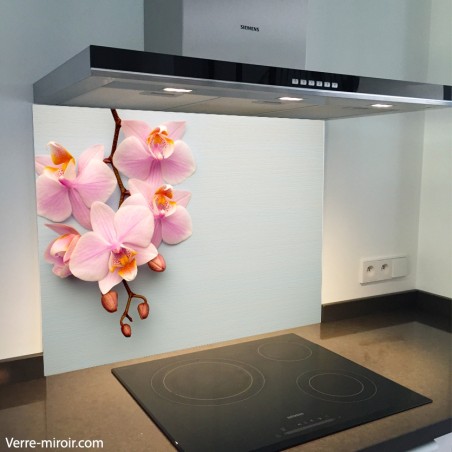 Fond de hotte verre imprimé personnalisé floral 4