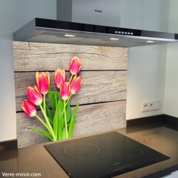 Fond de hotte verre imprimé personnalisé floral 8