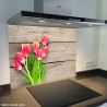 Fond de hotte verre imprimé personnalisé floral 8