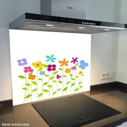Fond de hotte verre imprimé personnalisé floral 9