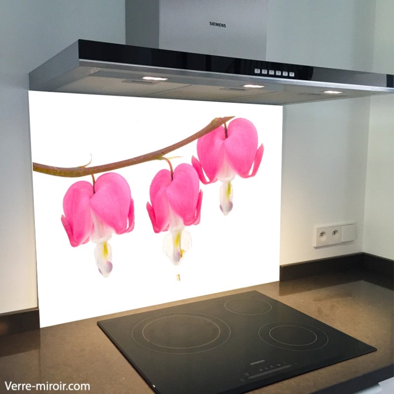 Fond de hotte verre imprimé personnalisé floral 10