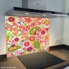 Fond de hotte verre imprimé personnalisé floral 12
