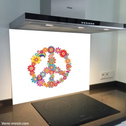 Fond de hotte verre imprimé personnalisé floral 13
