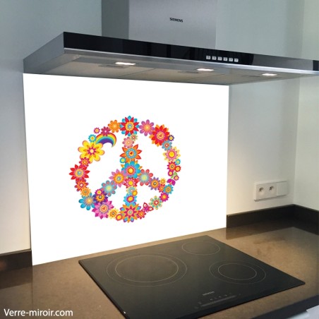 Fond de hotte verre imprimé personnalisé floral 13