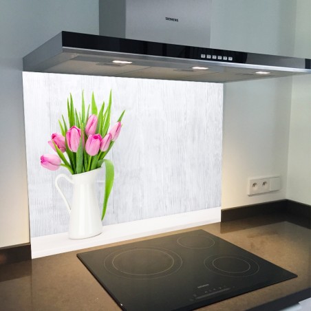 Fond de hotte verre imprimé personnalisé floral 14
