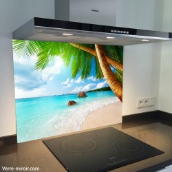 Fond de hotte verre imprimé personnalisé paysage mer turquoise 6