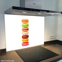 Fond de hotte verre imprimé personnalisé macarons