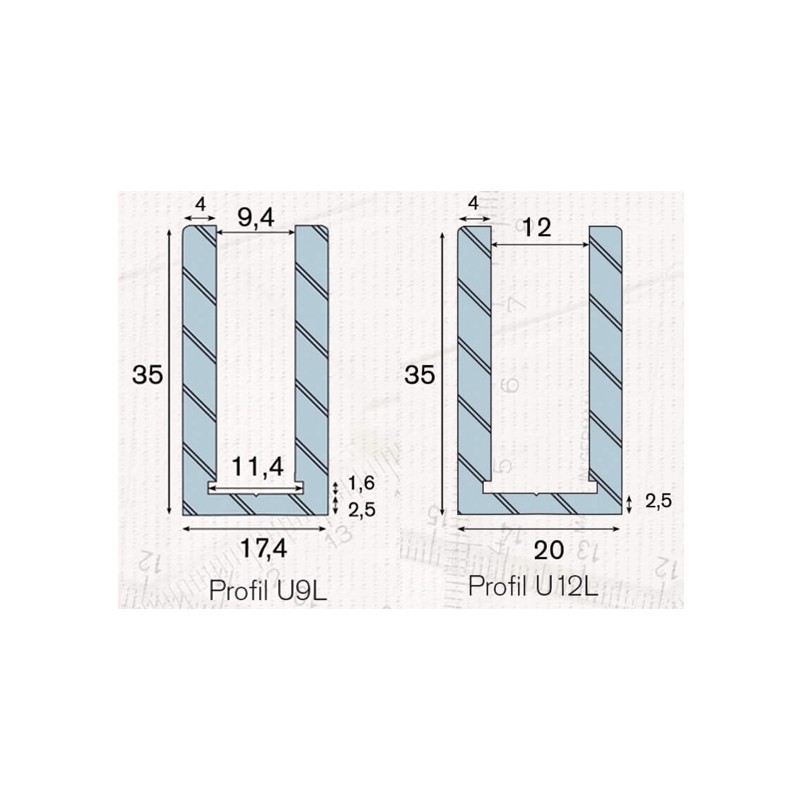 Profilé de douche U9L / U12L clipper diffusion