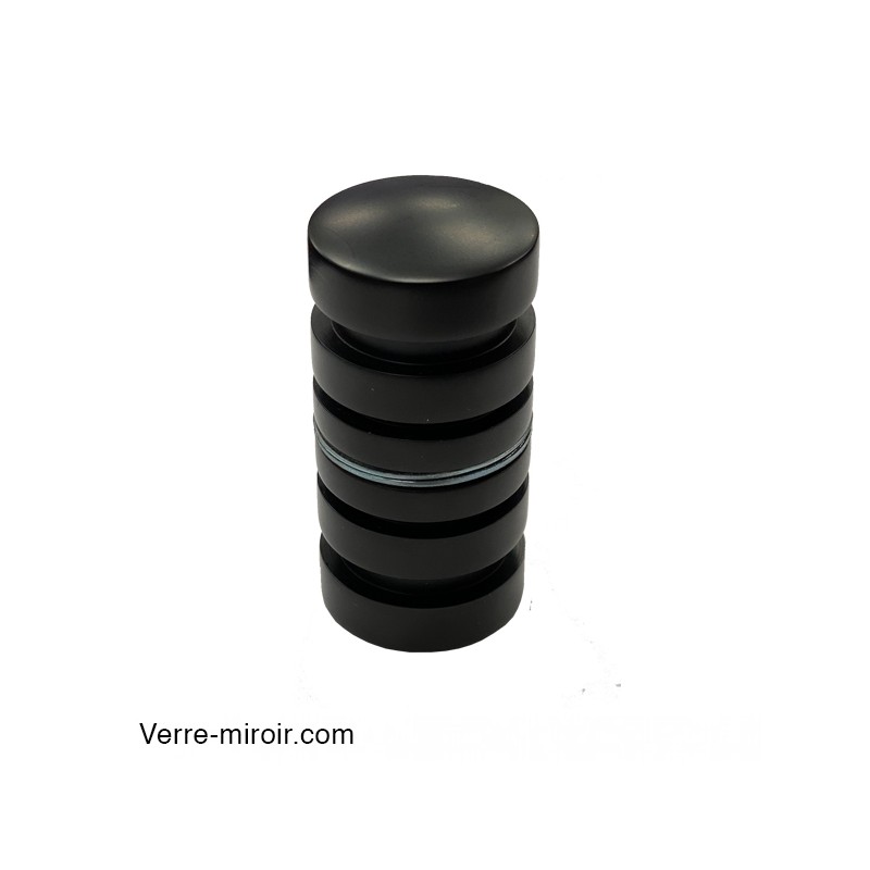Poignée ronde noire mate pour porte en verre