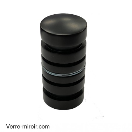 Poignée ronde noire mate pour porte en verre