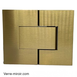 Charnière double laiton brossé pour porte de douche Verre-Verre 180° 2