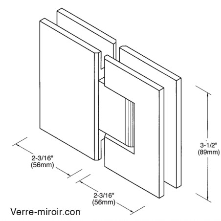 Schema charnière double laiton brosse 180°