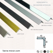 Cornière aluminium décorative 10x10mm chromé, mat, noir mat, inox brossé et laiton brossé
