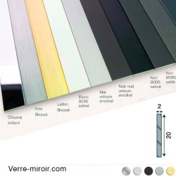 Plats aluminium 20x2 mm chromé - laiton brossé - inox brossé - noir mat