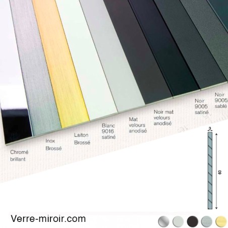 Plats aluminium 60x3 mm chromé - laiton brossé - inox brossé - noir mat