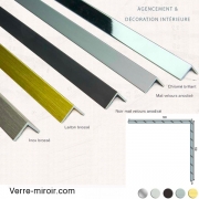 Cornière aluminium décorative 50x50 mm chromé, mat, noir mat, inox brossé et laiton brossé