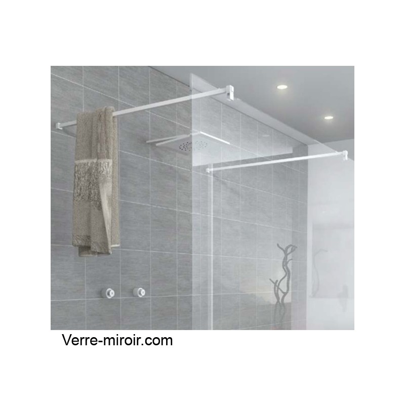 Raidisseur de douche blanc verre/mur longueur 1,3 m