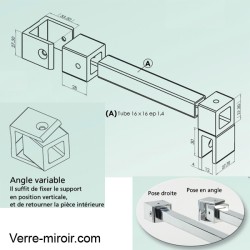 Raidisseur de douche laiton brossé verre/mur longueur 1,3 m 2