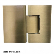 Charnière double bronze brossé pour porte de douche en Verre-Verre 180°
