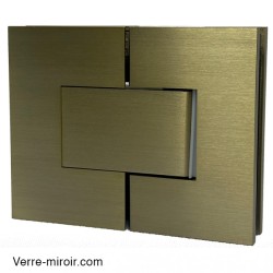 Charnière double bronze brossé pour porte de douche en Verre-Verre 180°