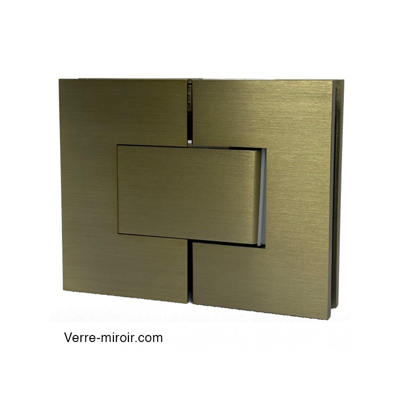 Charnière double bronze brossé pour porte de douche en Verre-Verre 180°