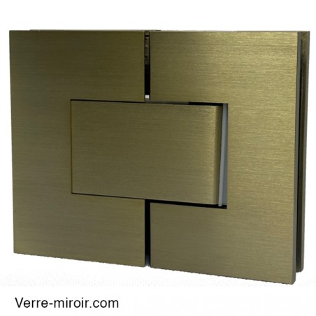Charnière double bronze brossé pour porte de douche en Verre-Verre 180°