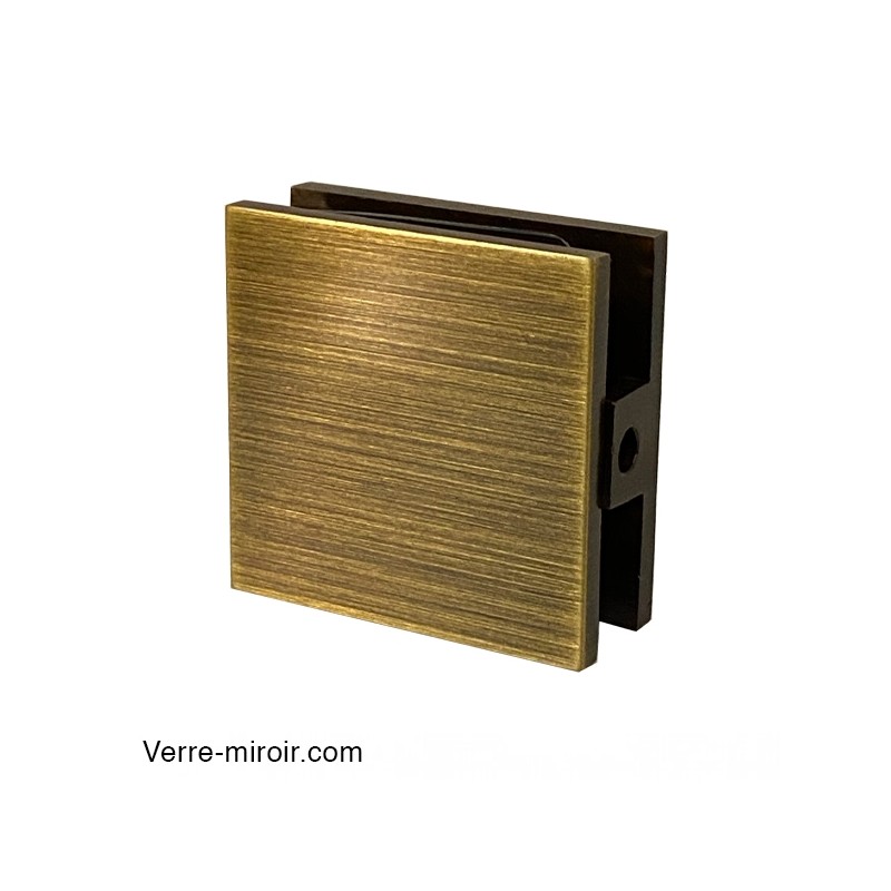 Pince verre antique laiton brossé paroi fixe de douche