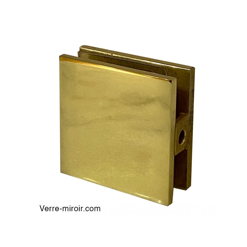 Pince verre laiton poli paroi fixe de douche