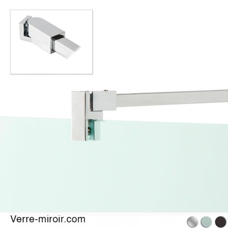 Barre raidisseur carrée de douche verre/mur 90° et 45°